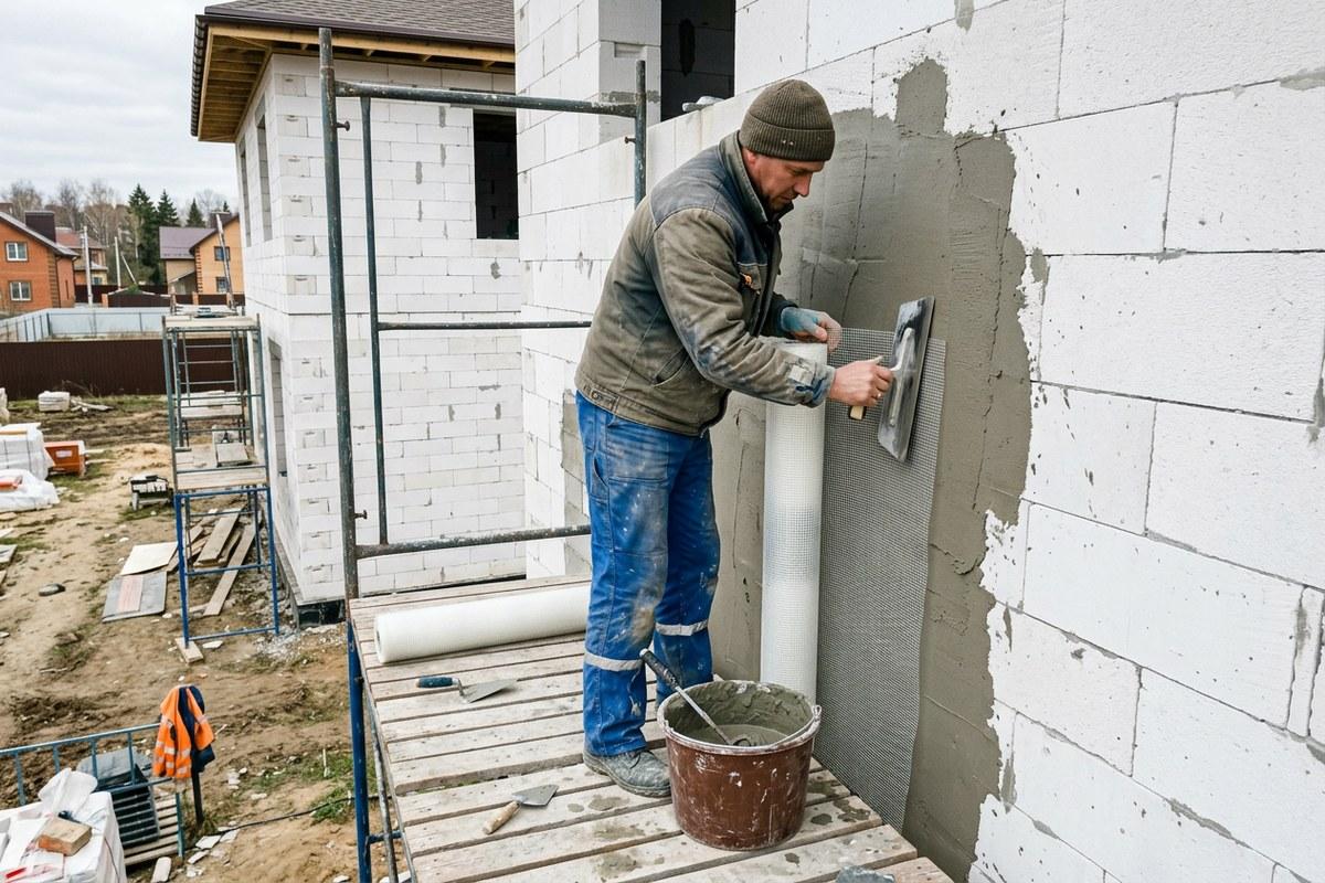 Волосяная трещина в штукатурке на стене из автоклавного газобетона — профилактика